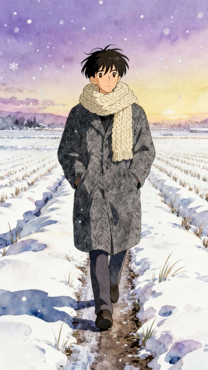 Winter Road Between Fields