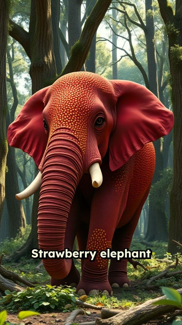 Strawberry Elephant in the Forest