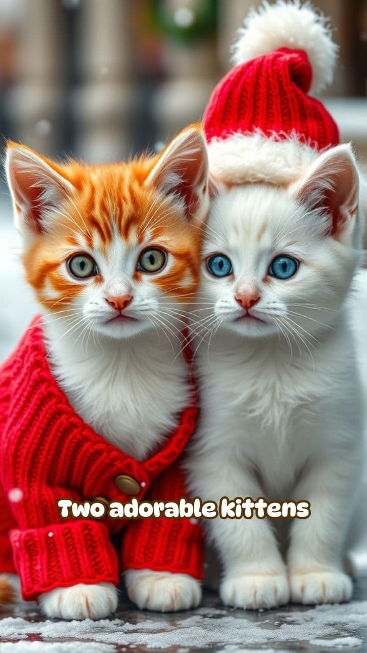 Kittens' Christmas Serenade in the Snow