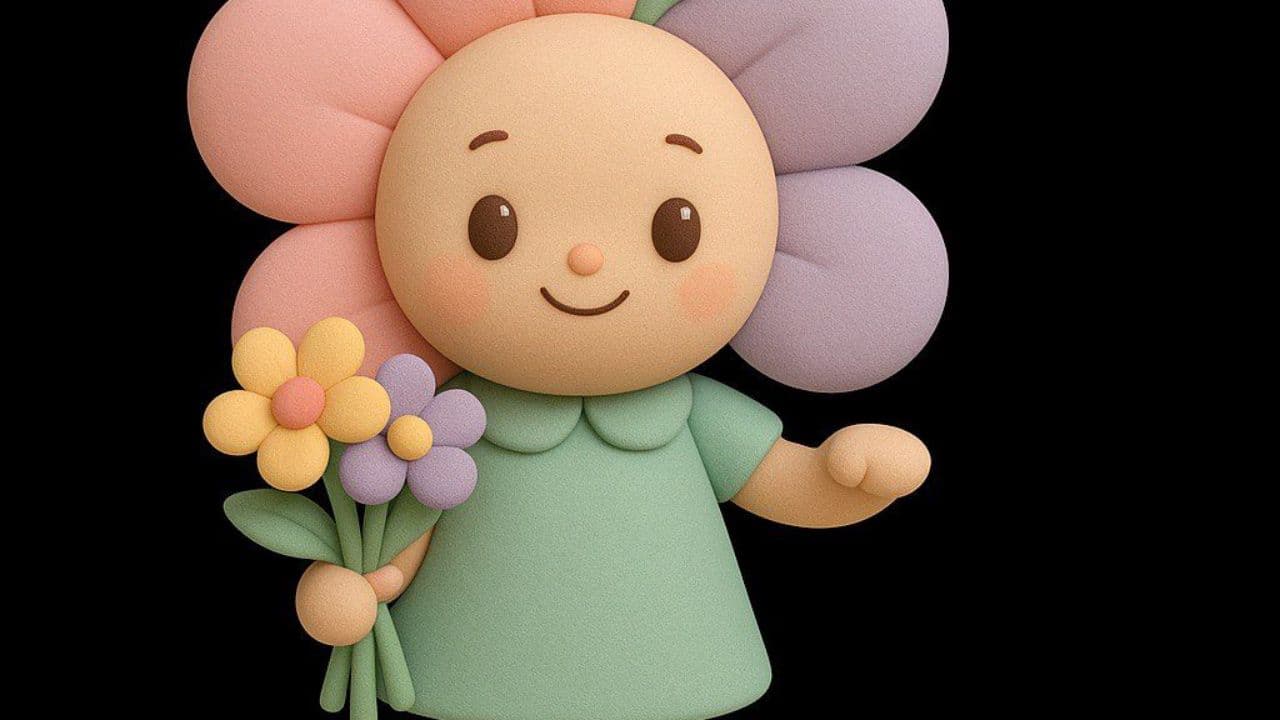 Цветочный маскот в действии