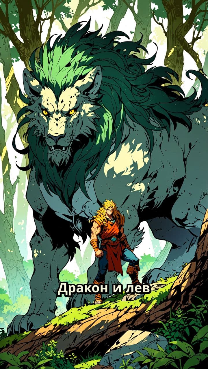 Дракон и лев в лесу