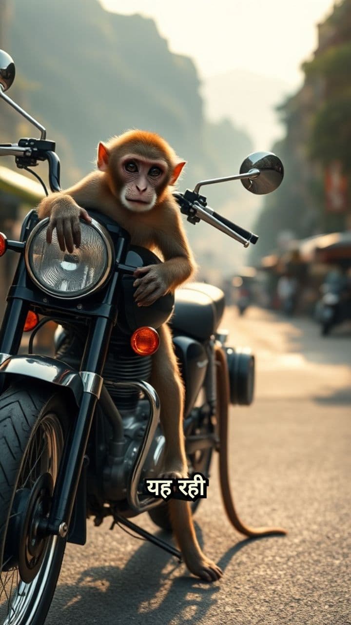 बंदर की बाइक की मज़ेदार यात्रा