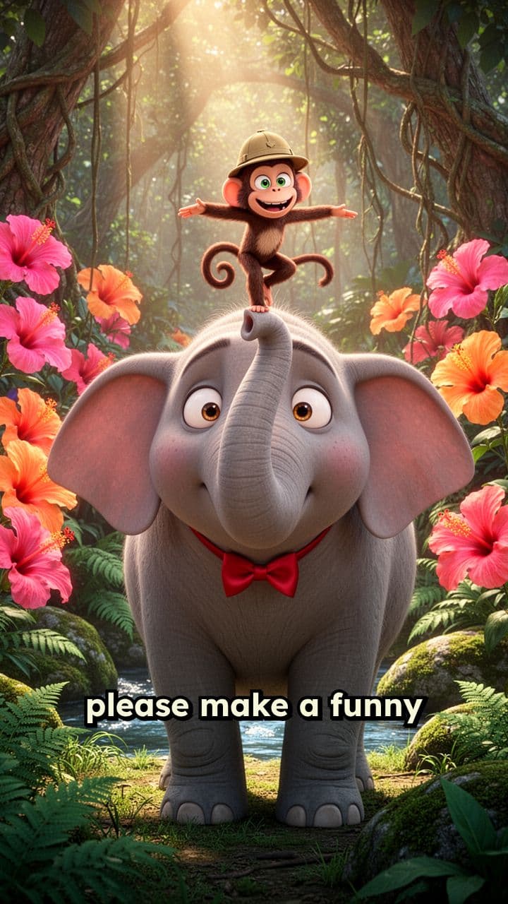 Elephant and Monkey Mischief