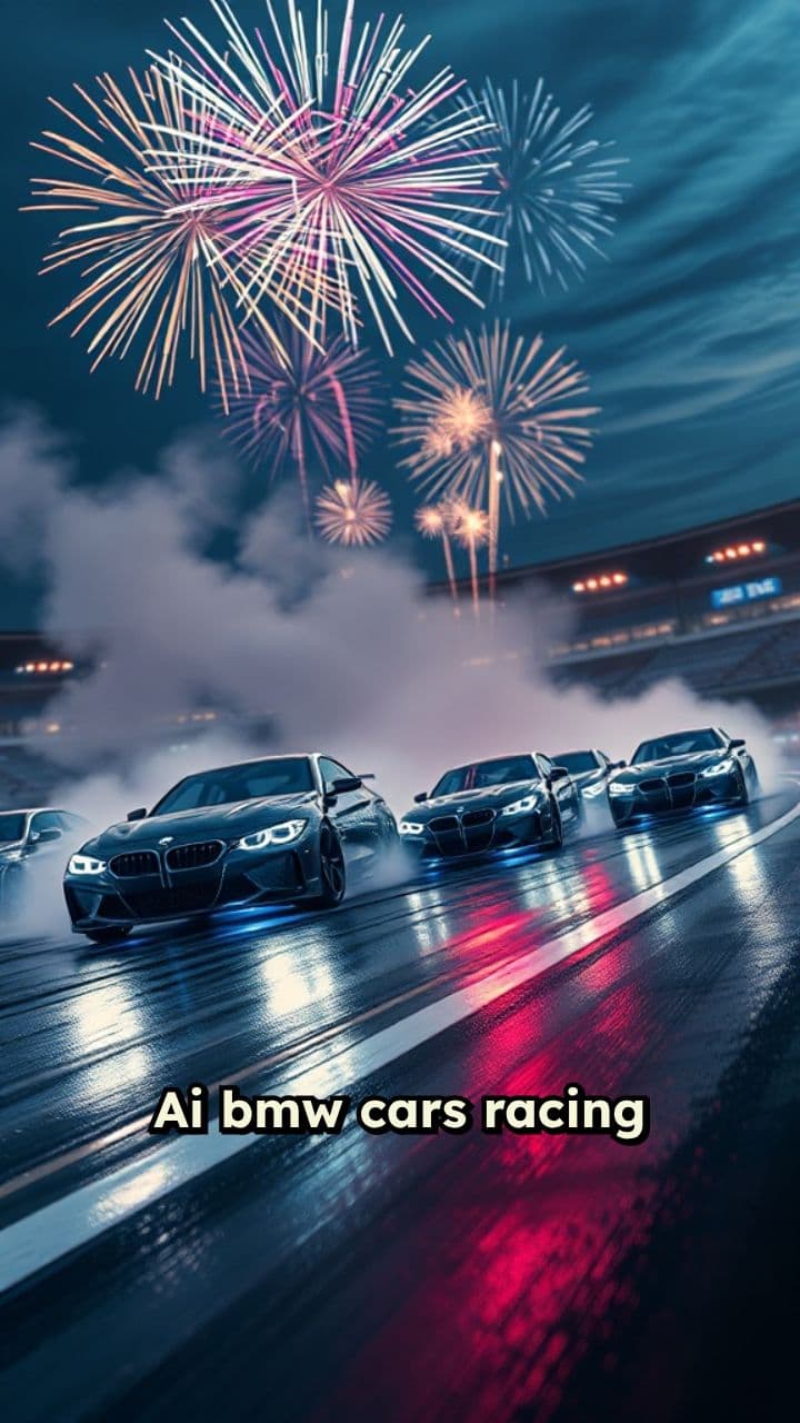 BMW Racing with Smoke and Crackers