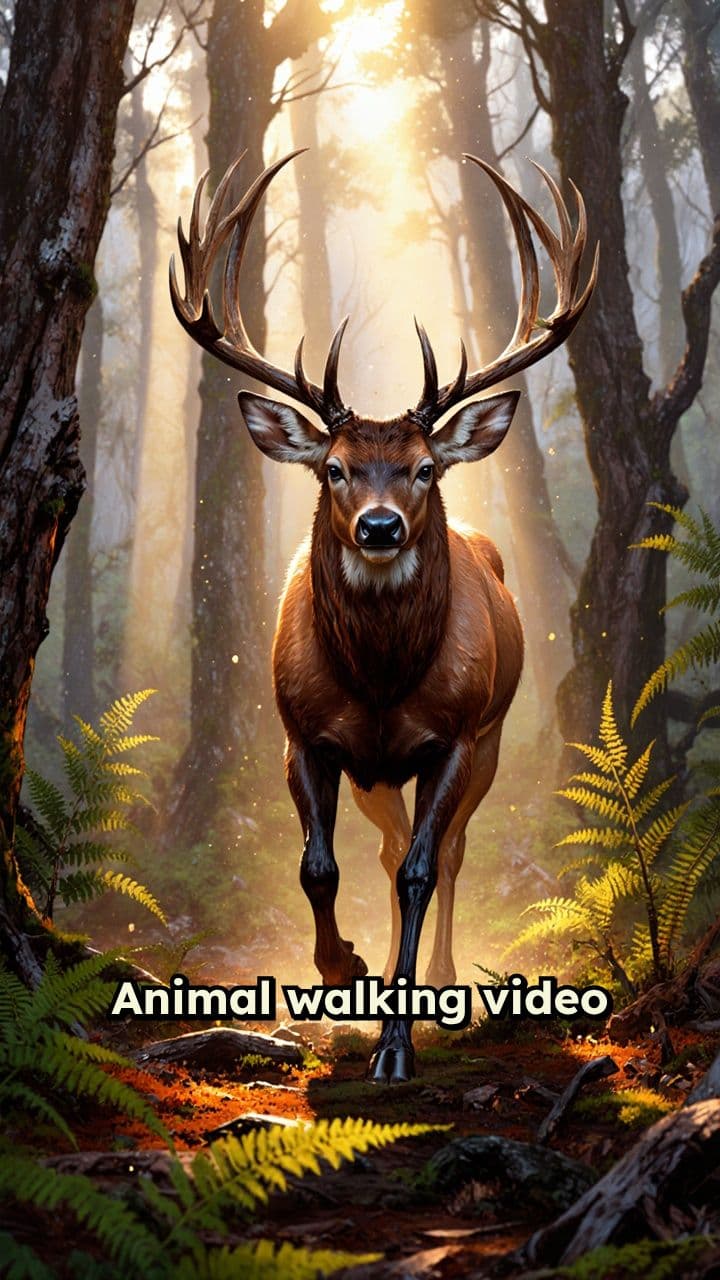 AI-Generated Forest Animal Walk Video