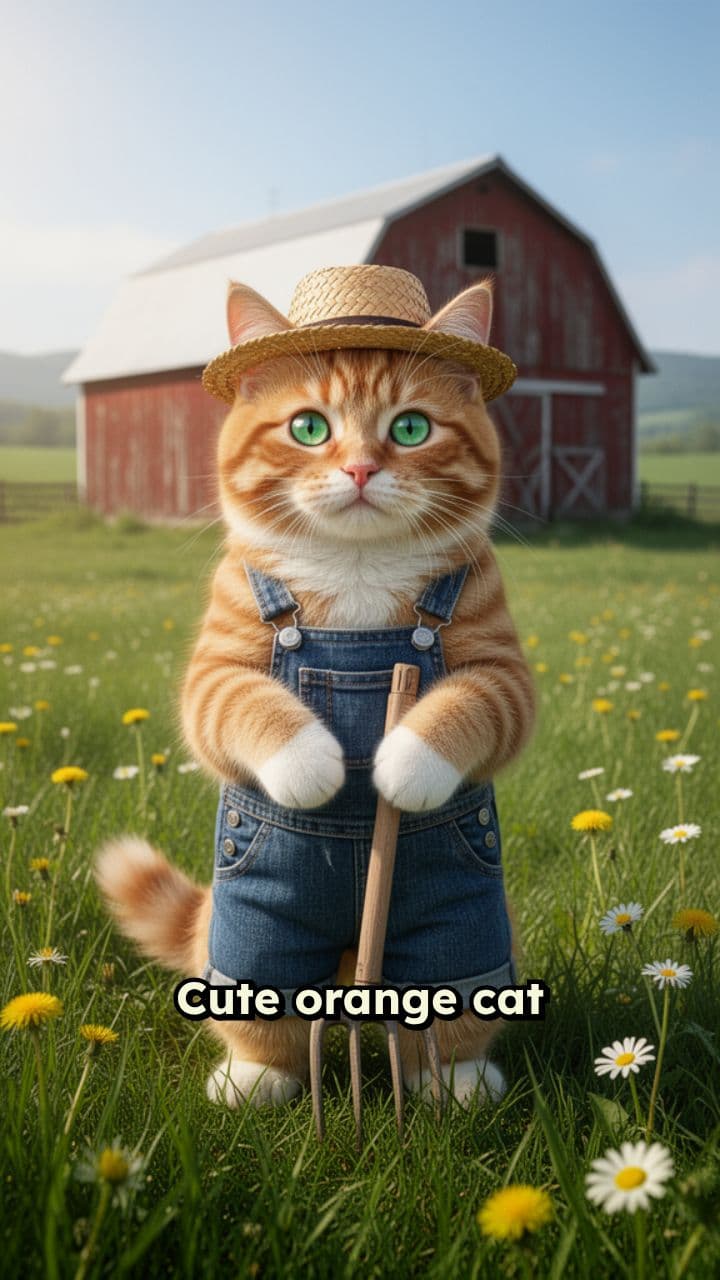 Orange Cat Saves the Cow