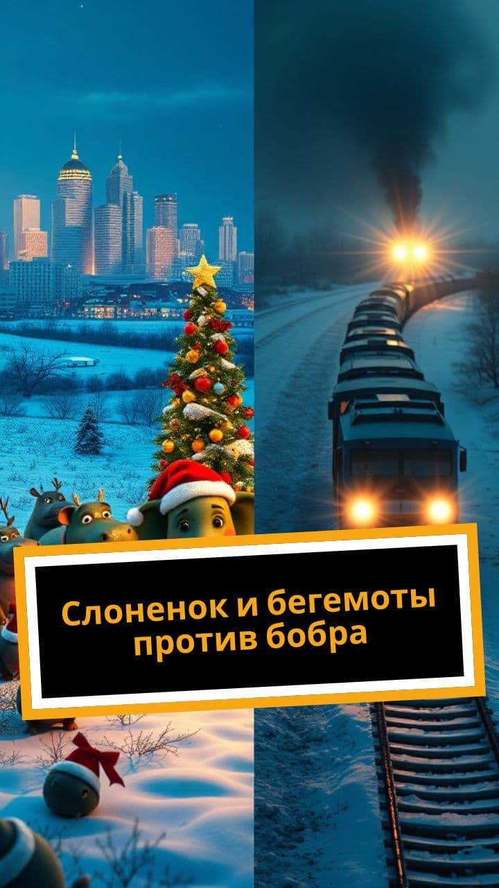 Слоненок и бегемоты против бобра