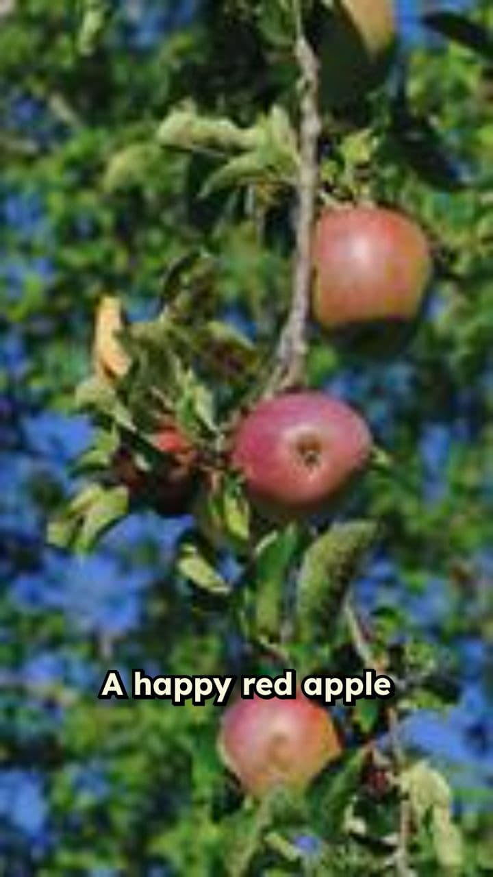 Child Pretends to Bite Smiling Apple