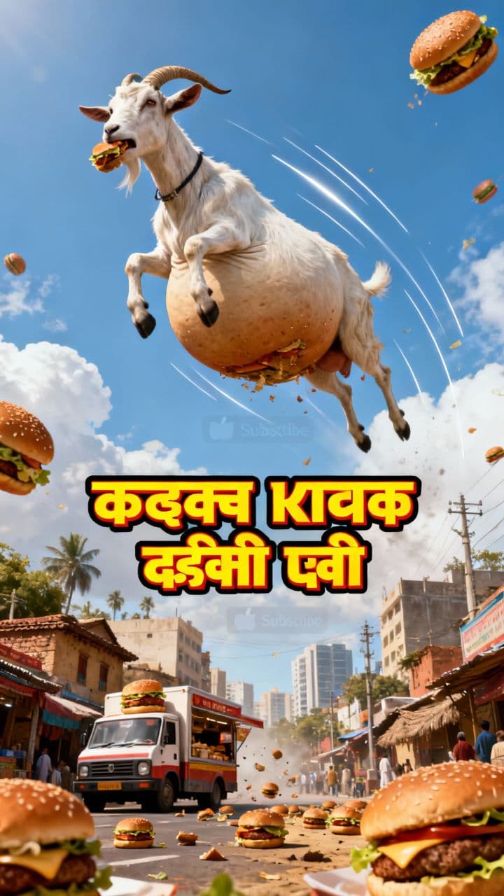बर्गर खाकर उड़ती बकरी