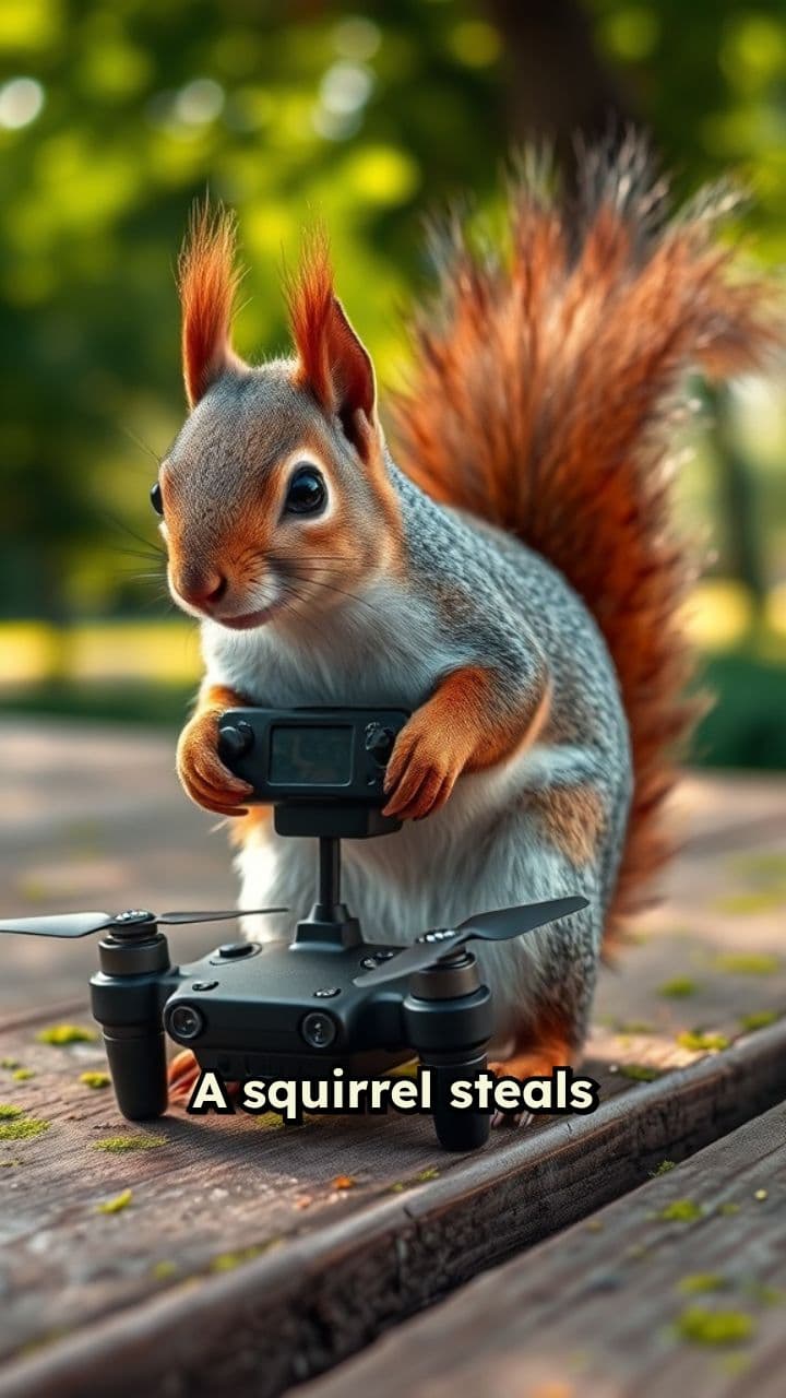 Squirrel's Unintentional Drone Chase Adventure