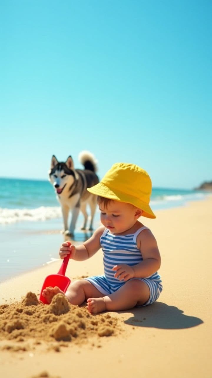 Husky Beach Antics