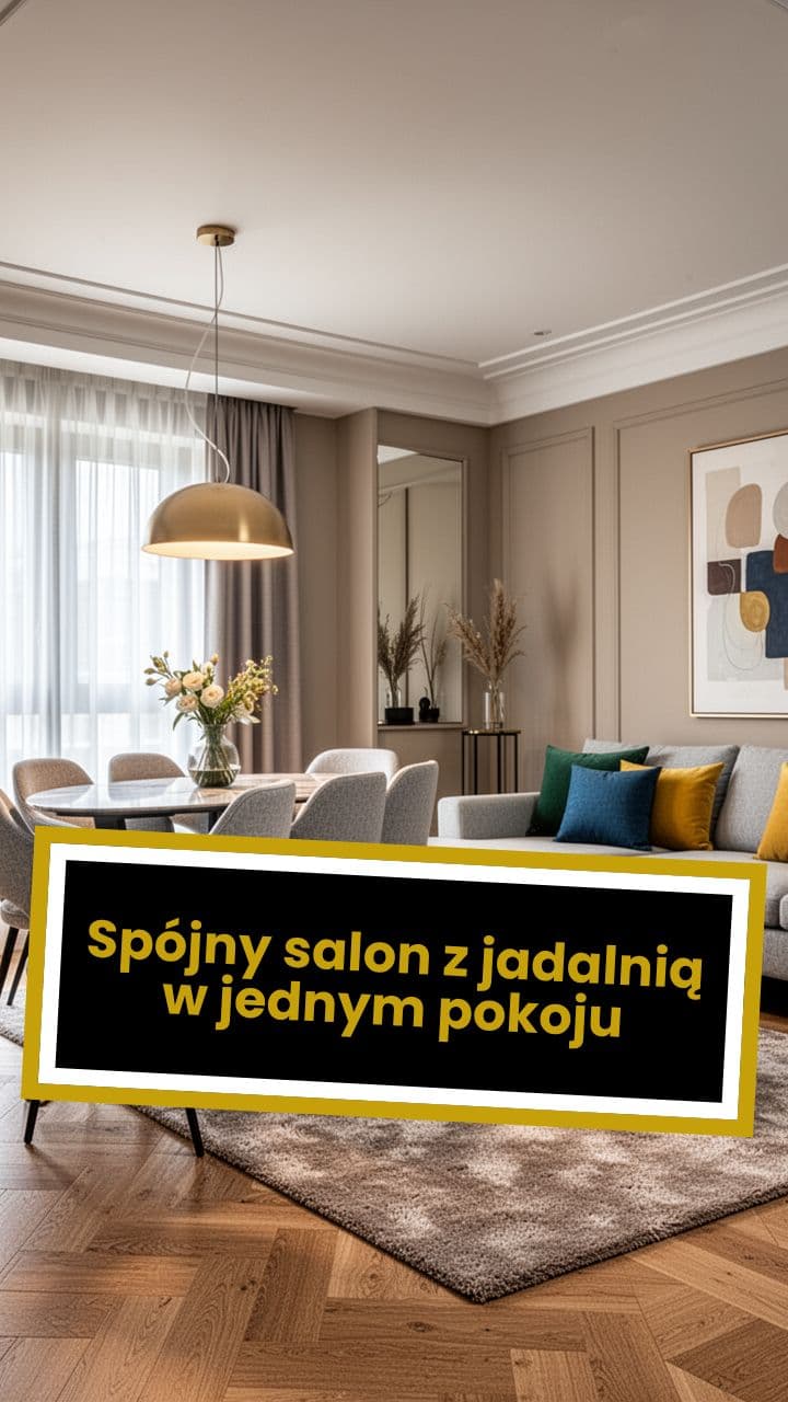 Spójny salon z jadalnią w jednym pokoju