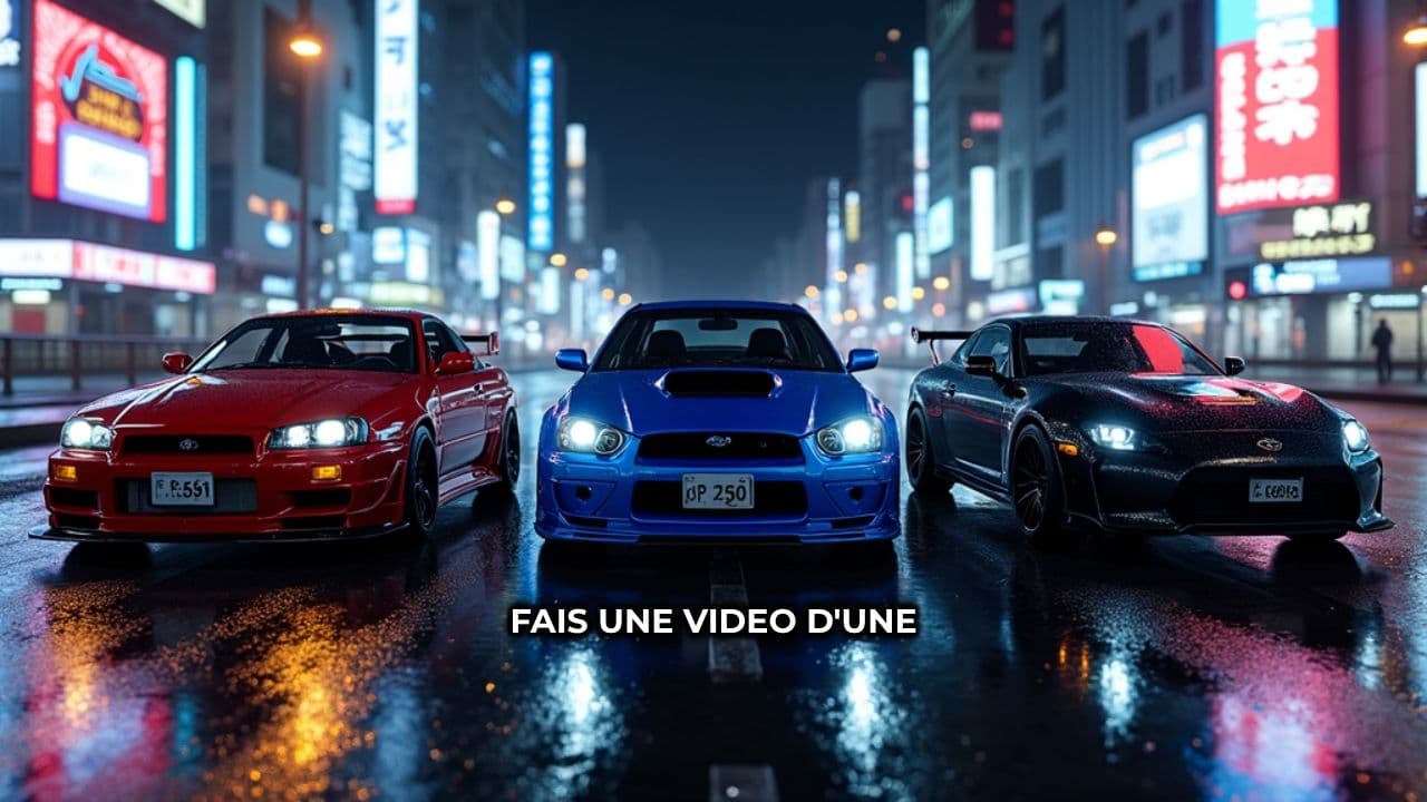 Course nocturne de voitures sportives au Japon