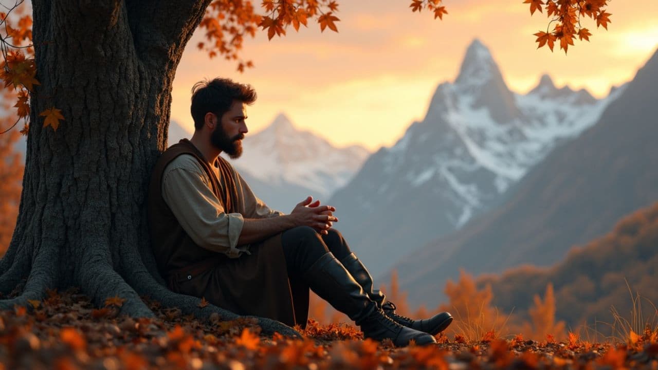 A Sad Man Under a Tree