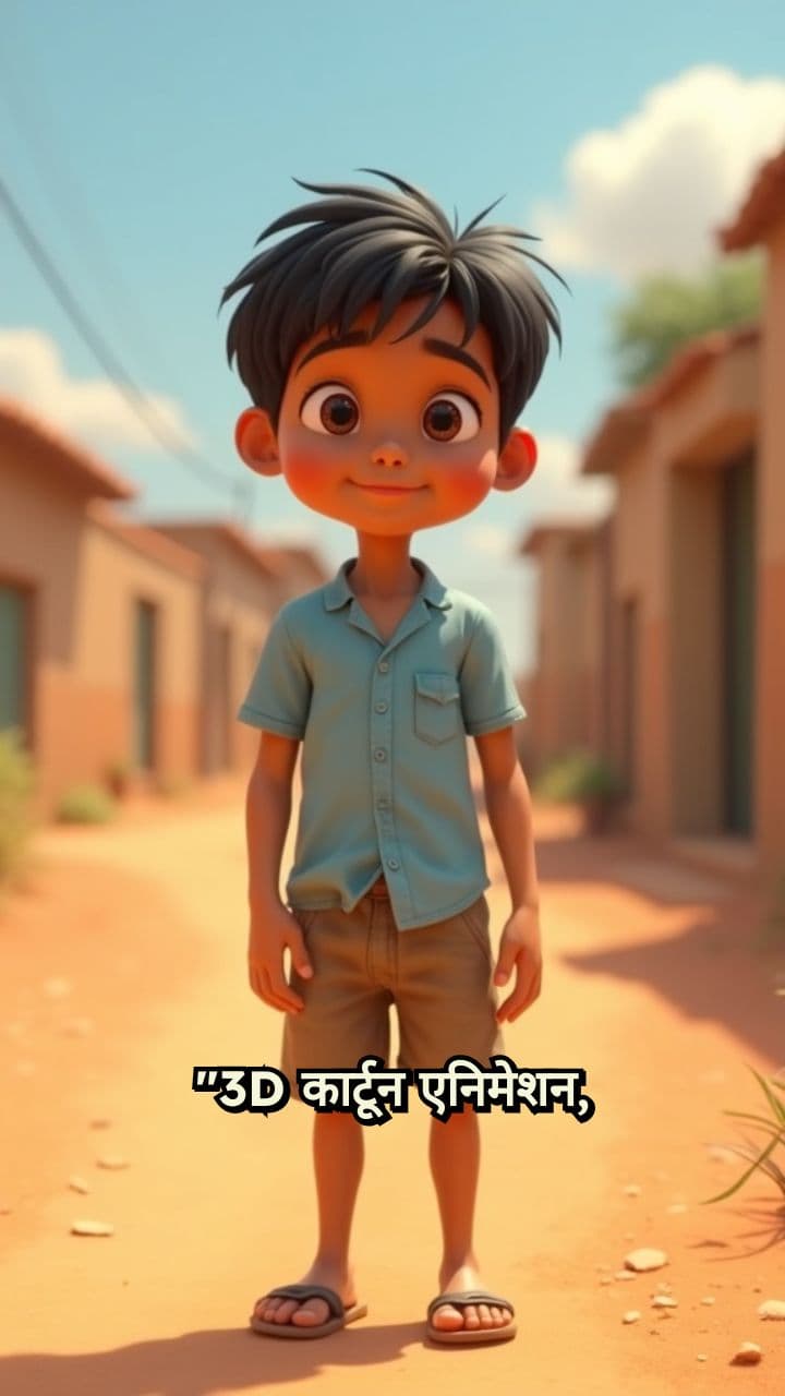 गाँव की पगडंडी पर लड़का