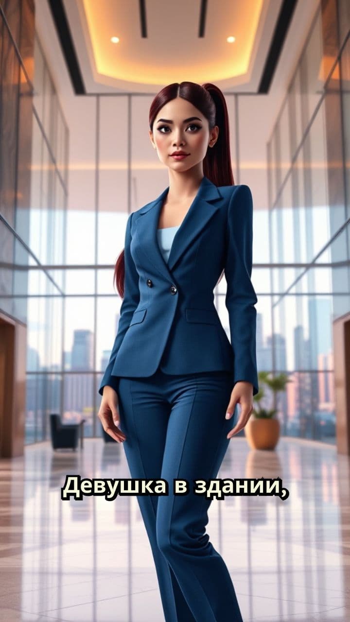 Девушка в голубом костюме упала