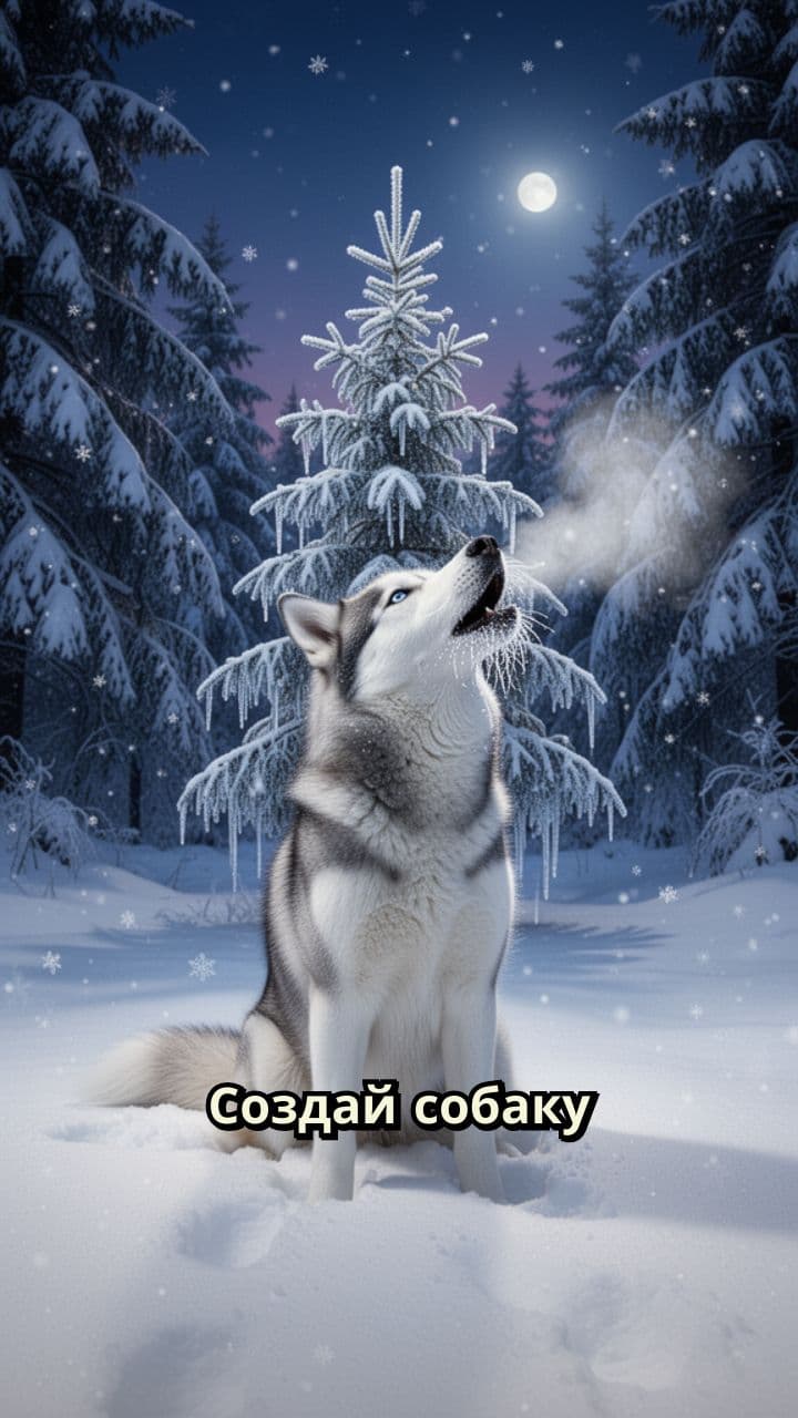 Поющий хаски и ёлочка