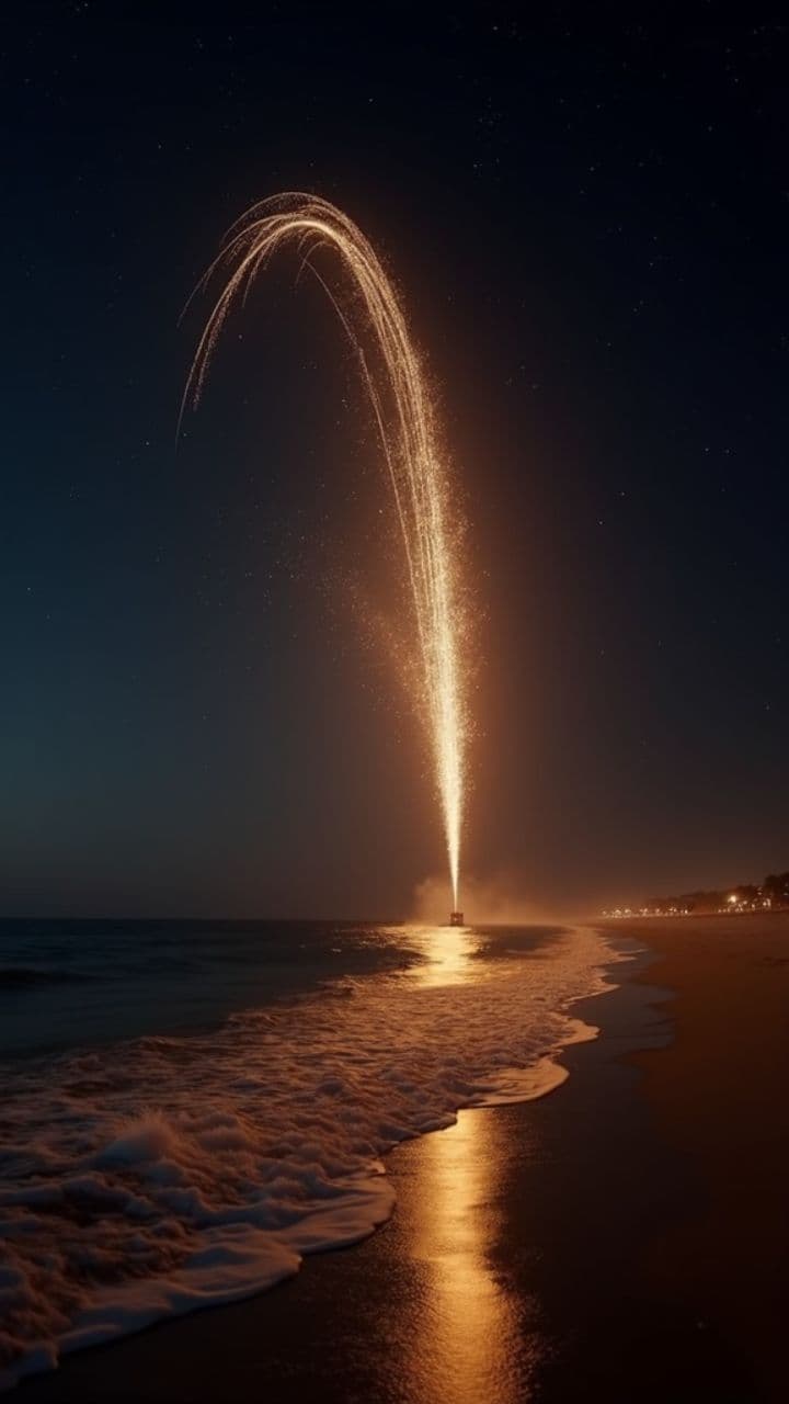 Beach Night Fireworks Spectacular