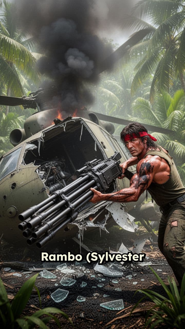 Rambo com Minigun na Ilha em Guerra