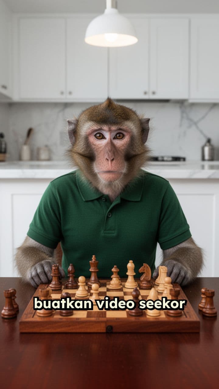 Monyet Betawi Main Catur Sambil Ngerokok