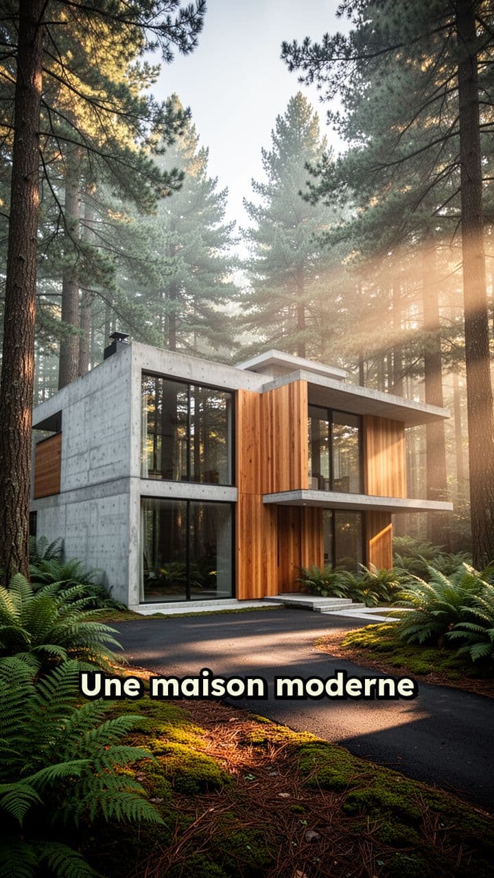 Maison moderne et Golf GTI noire années 70