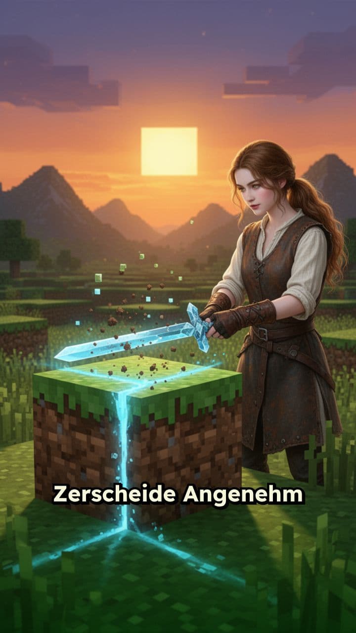 Angenehmes, langsames Zerscheiben von Minecraft-Blöcken