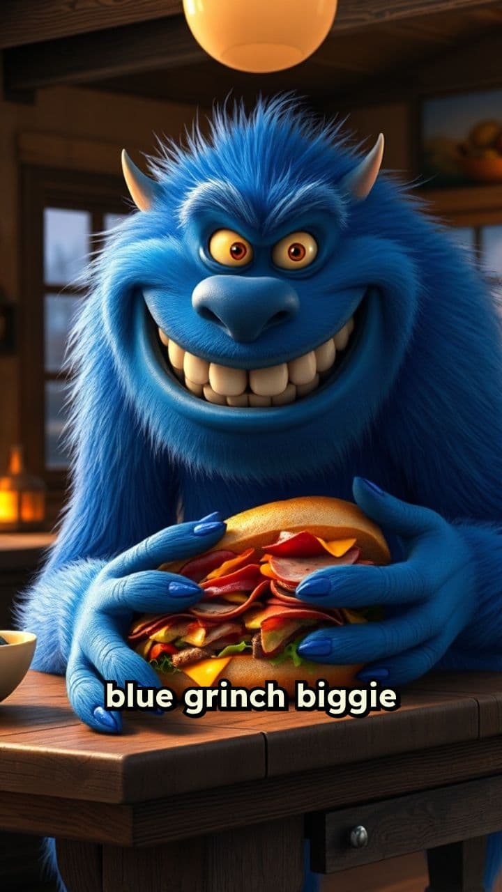 Biggie the Blue Grinch Feasting
