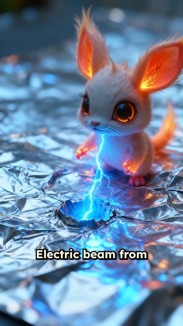 Electric Beam Sparks on Aluminum Sheet