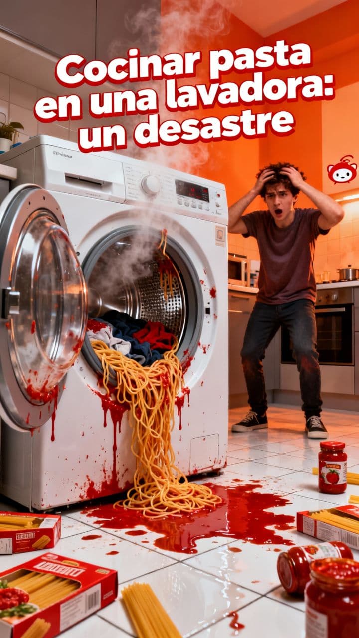 Cocinar pasta en una lavadora: un desastre