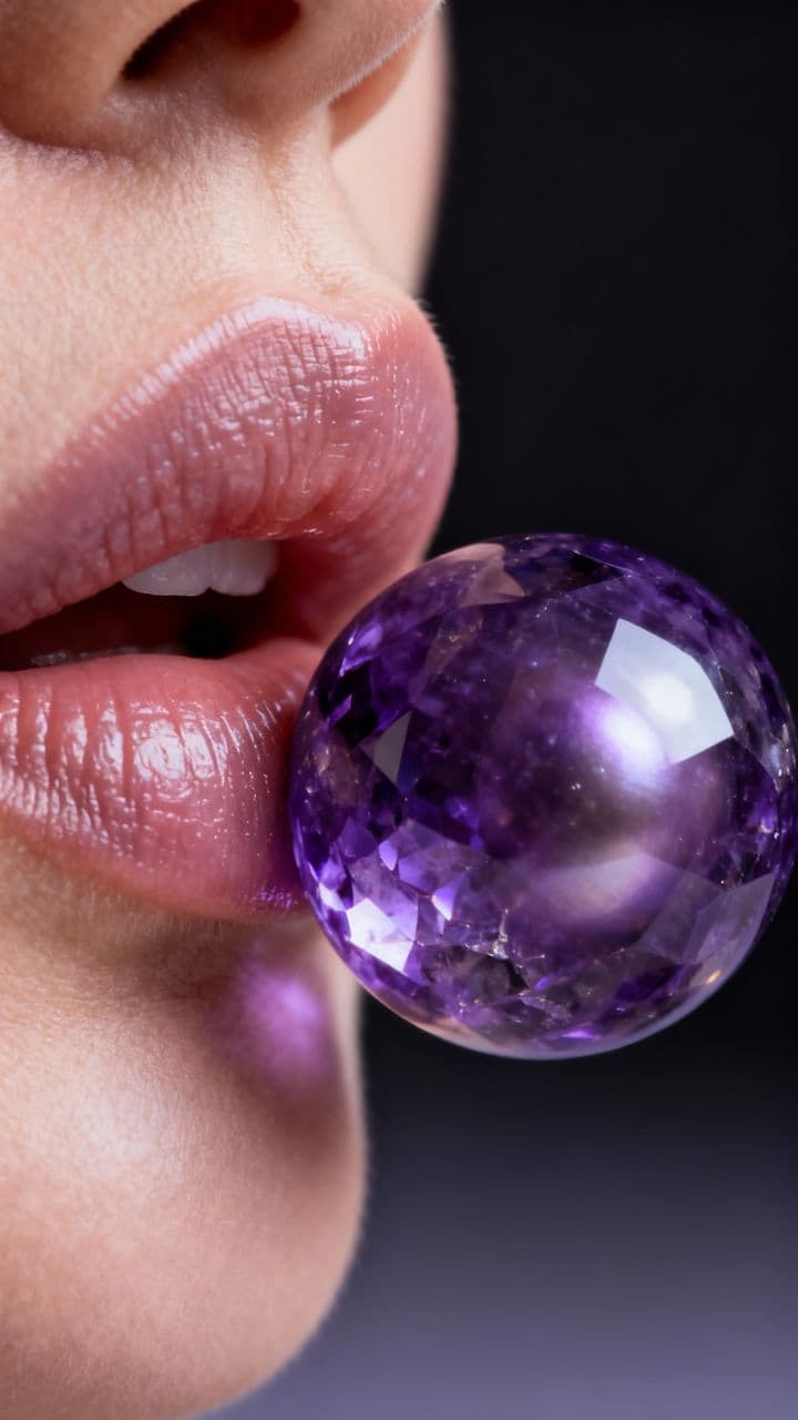 Amethyst Sphere Cracks on Lips