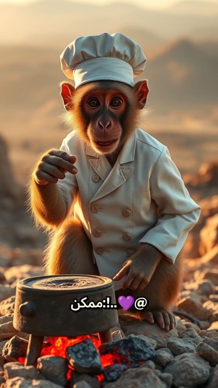 قرود تتعلم الطبخ باللهجات العربية