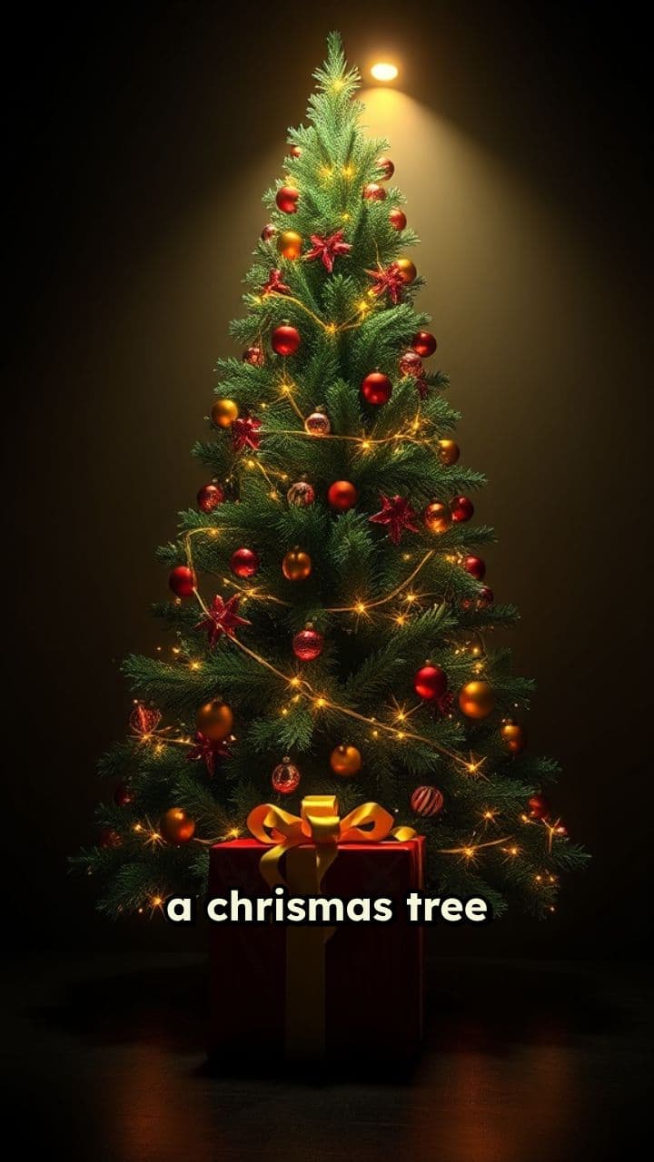 Christmas Tree and Present in Darkness