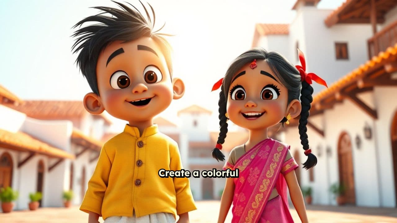 Happy Kids Sing in a Village