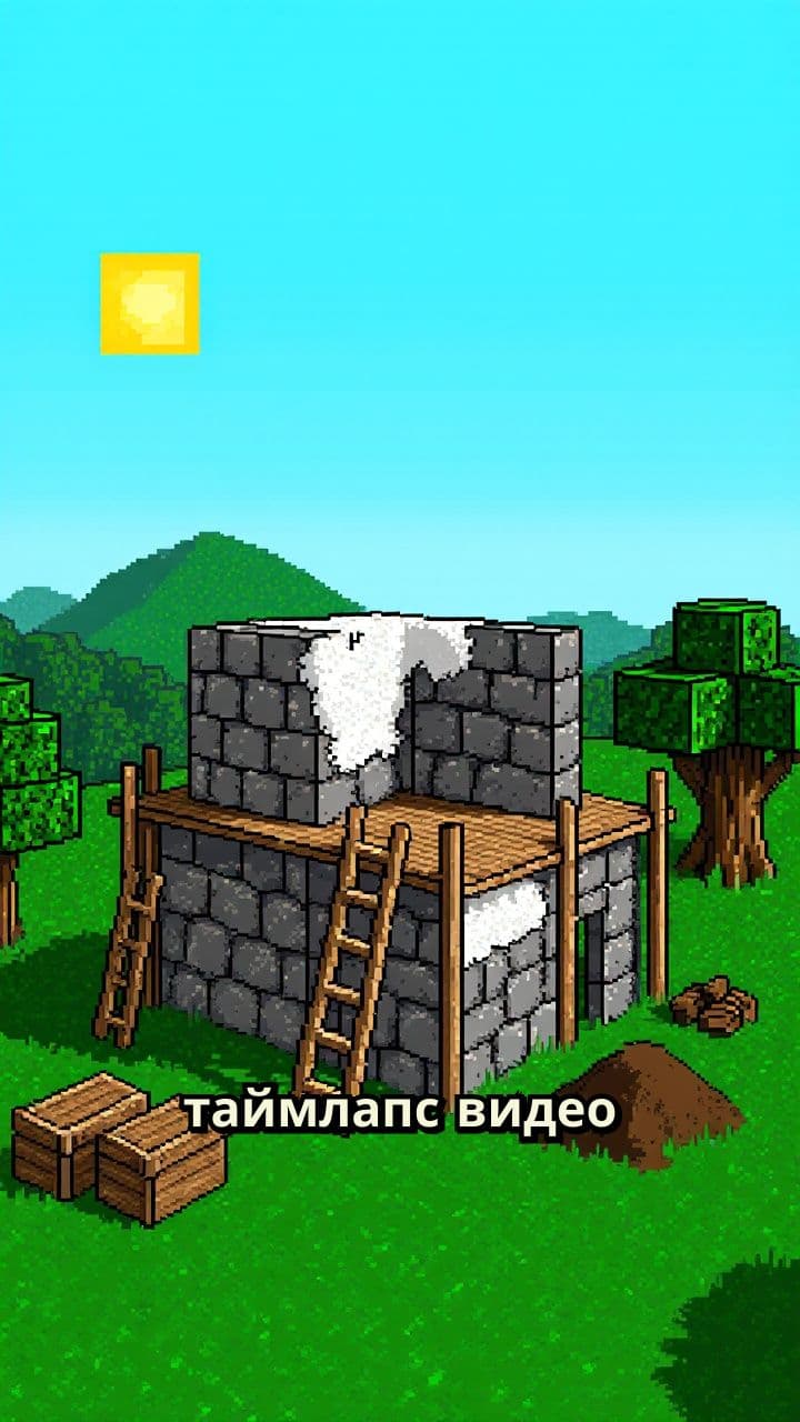 Таймлапс постройки дома в Майнкрафте