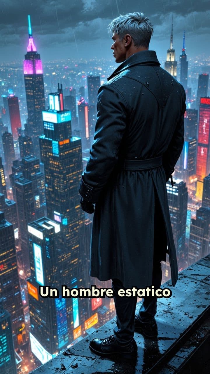 Hombre bajo la lluvia nocturna