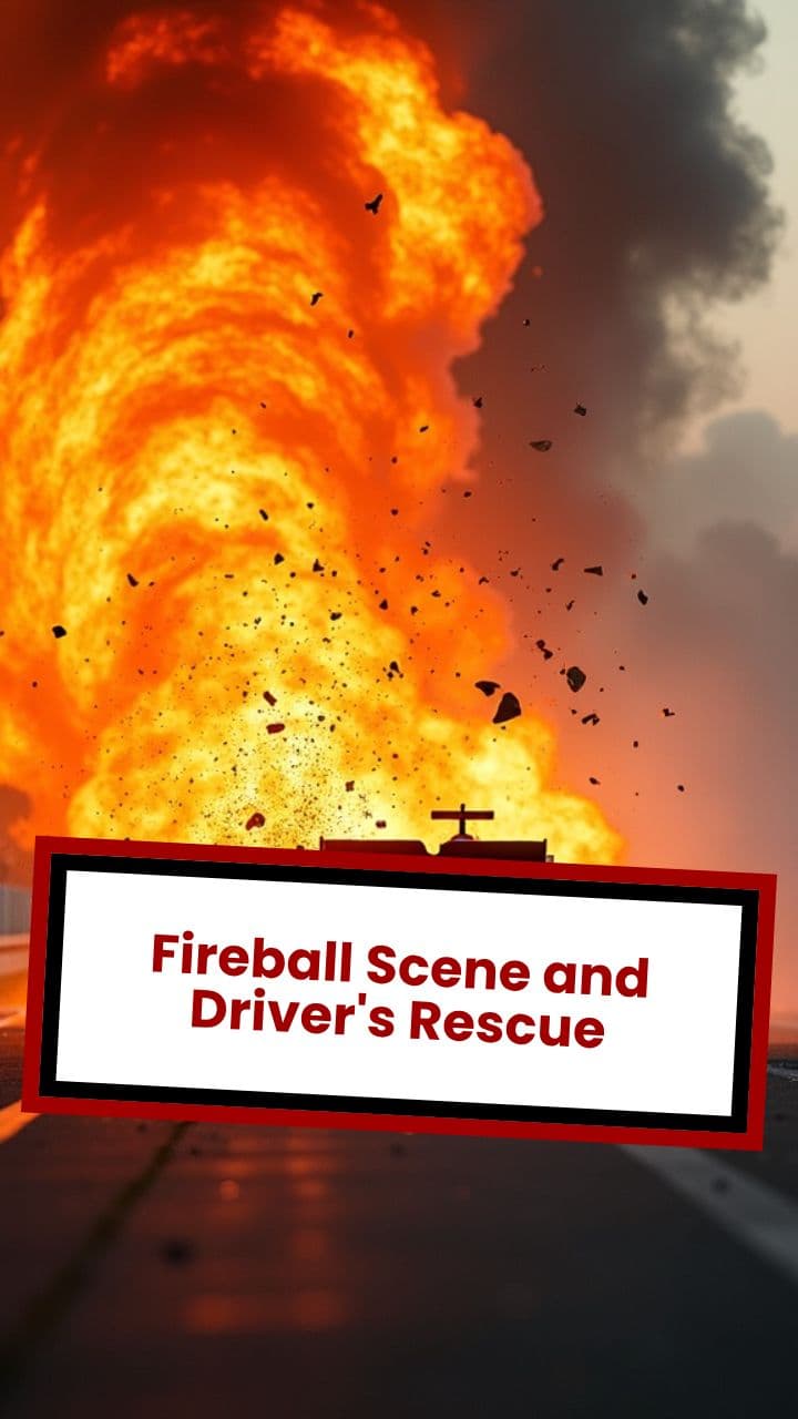 Fireball Scene and Driver's Rescue