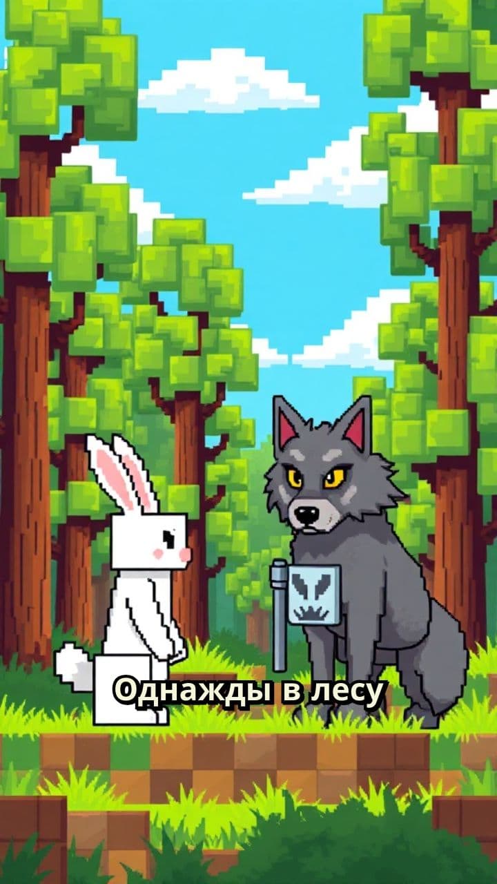 Встреча зайца и волка