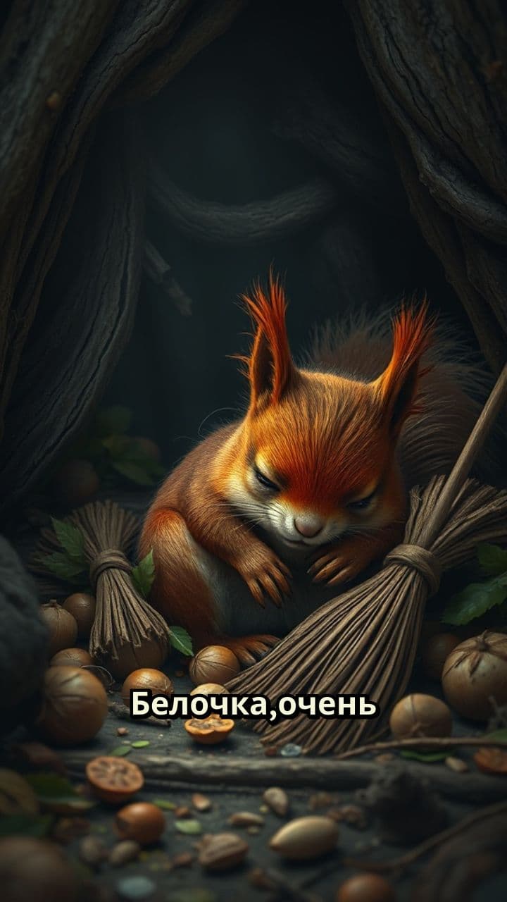 Скучающая белочка во время уборки