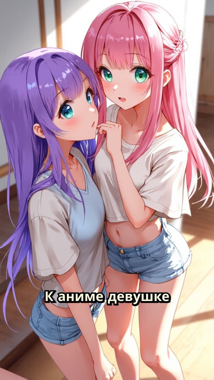 Нежное прикосновение аниме девушек