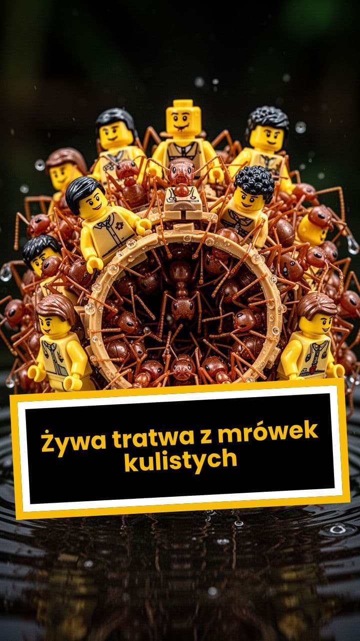 Żywa tratwa z mrówek kulistych