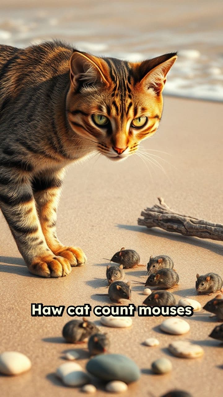 Cats Counting Mice on the Beach