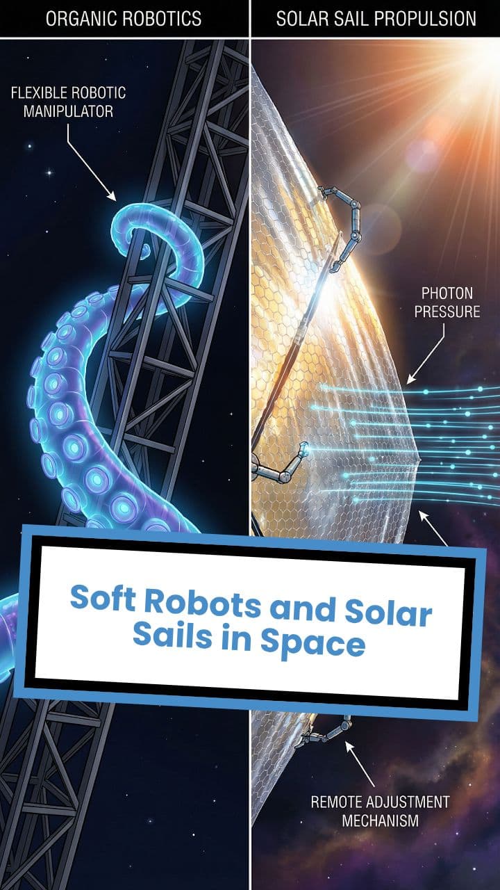 Soft Robots and Solar Sails in Space