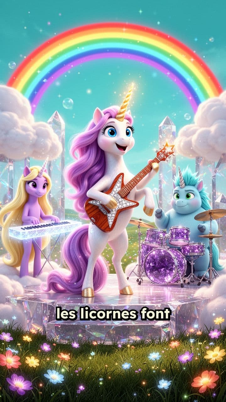 Concert de licornes sous l’arc-en-ciel