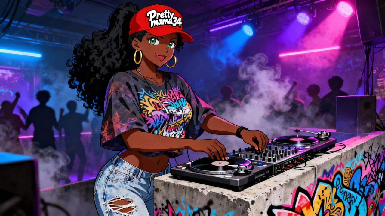 DJ Pretty Mama in Red Cap
