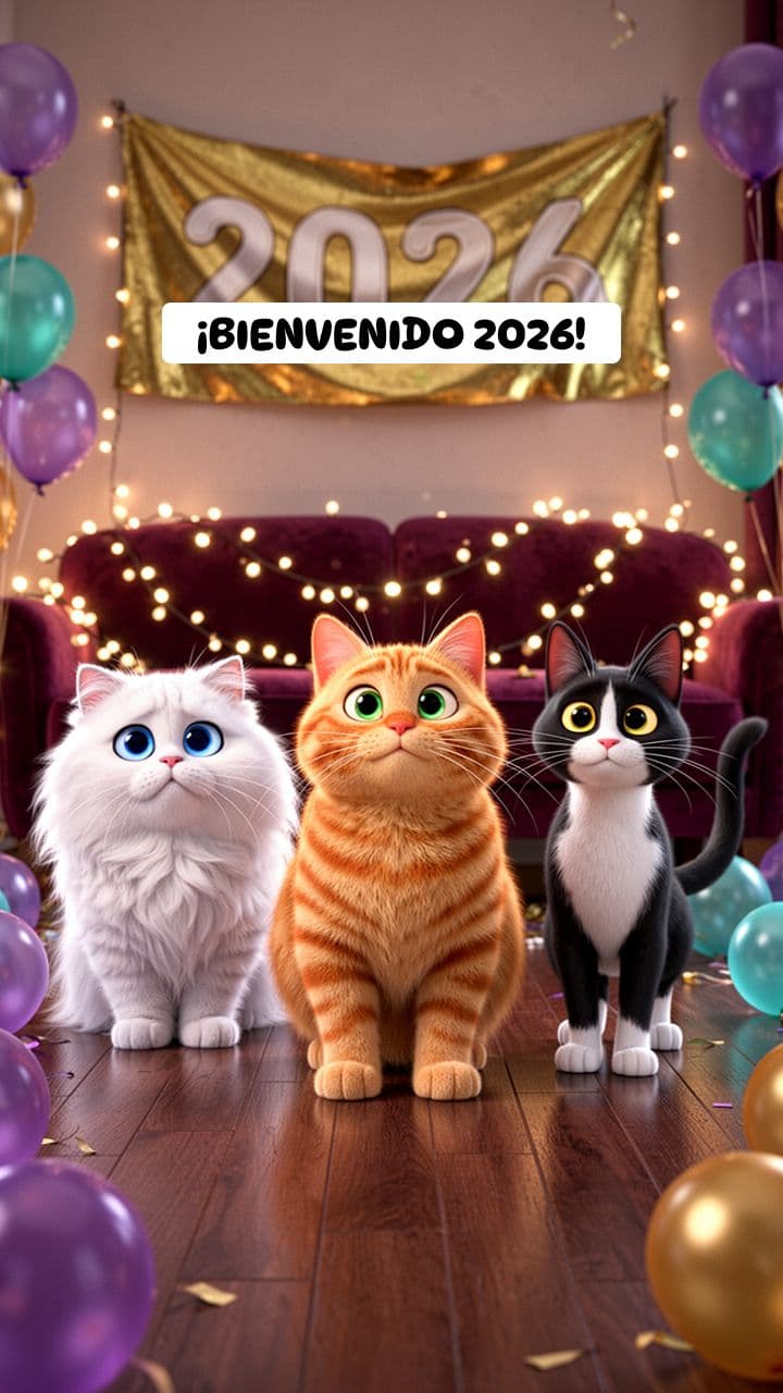 Gatos Felicitando el 2026