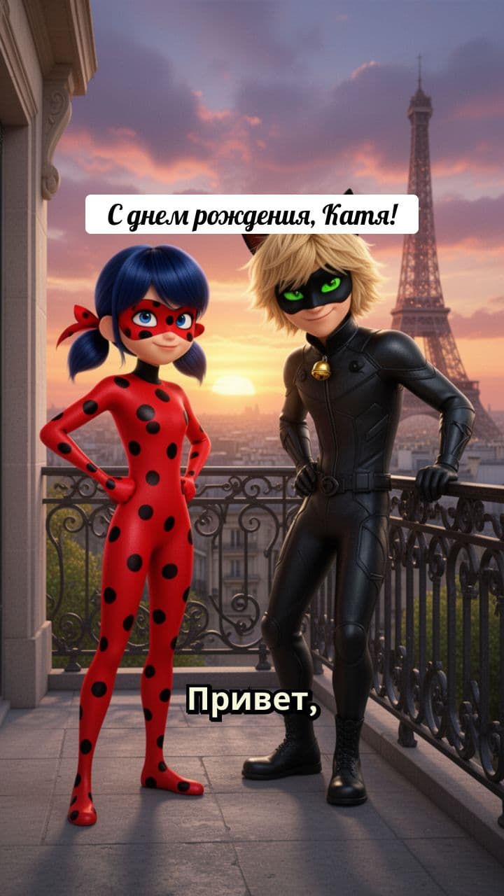 Поздравление для Кати от Леди Баг и Супер-Кота