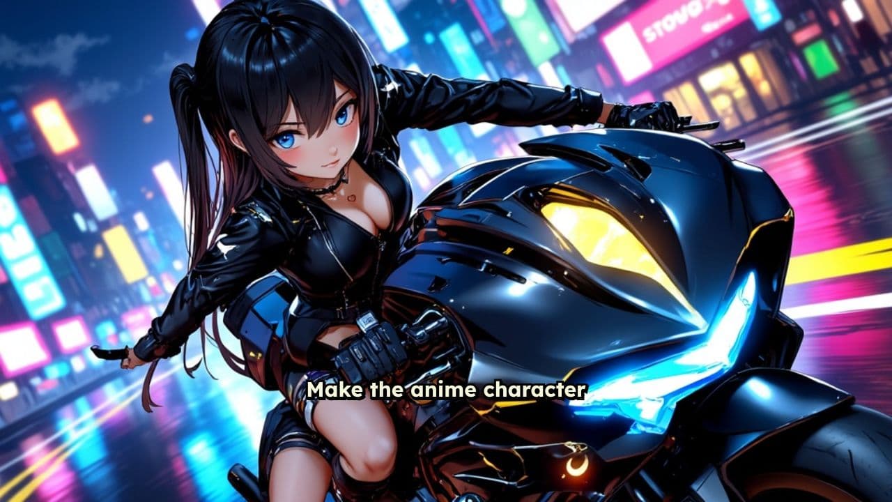 Anime Character on a Motorcycle