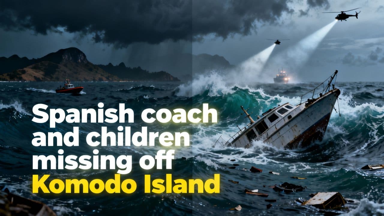 Spanish coach and children missing off Komodo Island