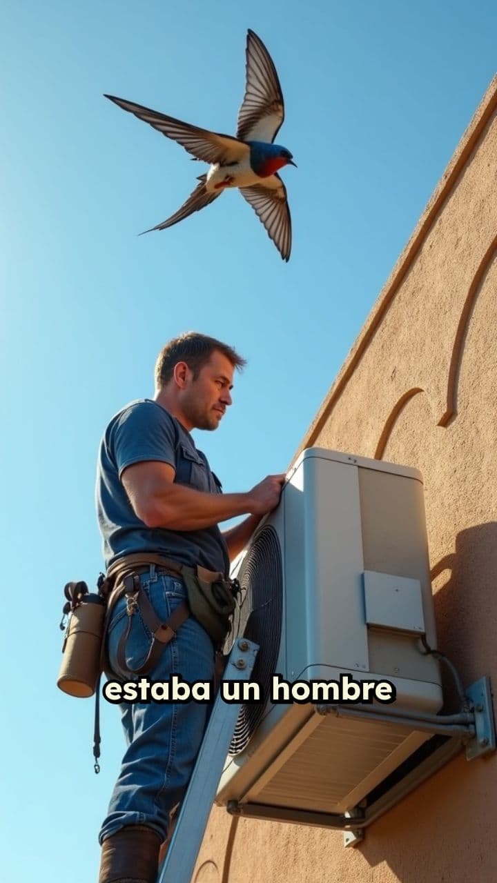 Un hombre y un pájaro migrante