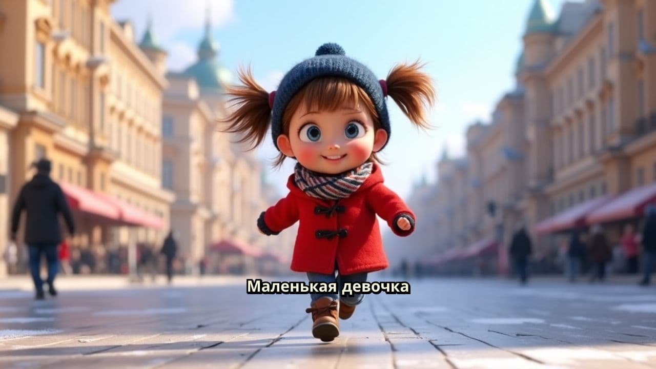 Бегство маленькой девочки по городу